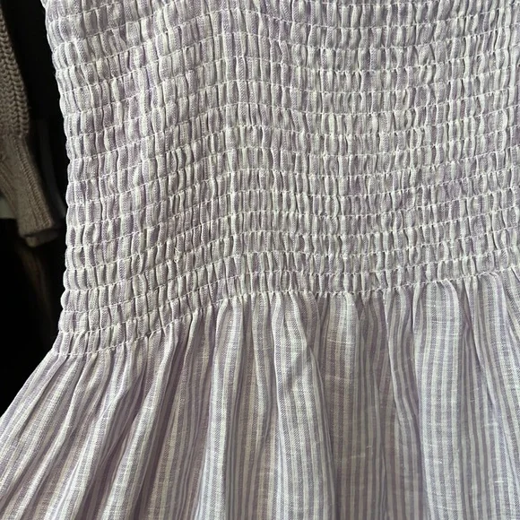 Hill House Home Ellie Nap Dress in Lilac Stripe Linen S